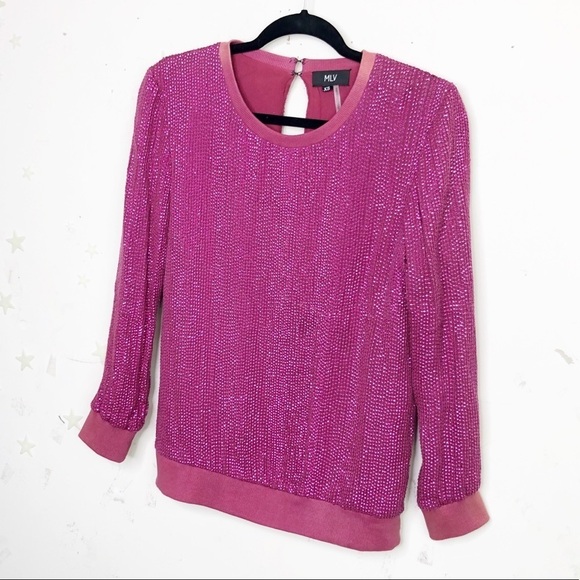 Mlv fuscia sequin Keyhole back blouse - Picture 11 of 11